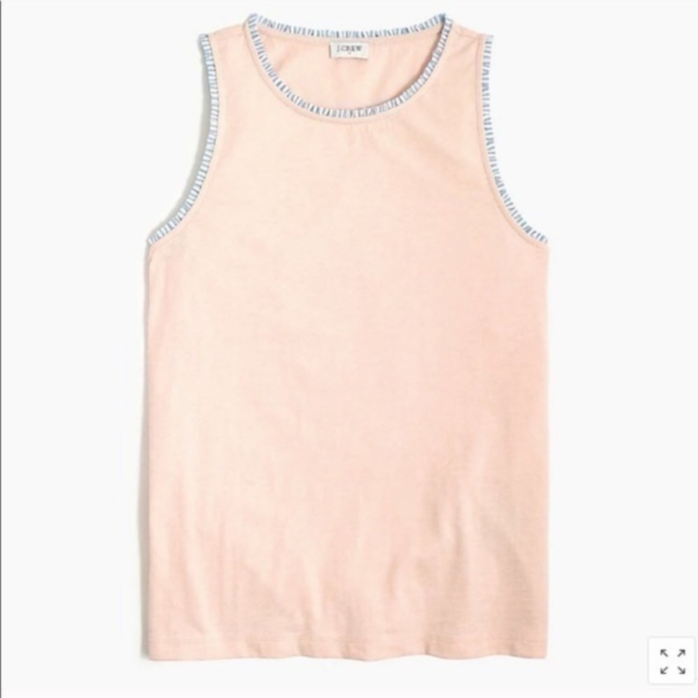 J. Crew Ruffle Trim Pink Striped Blue Tank XS